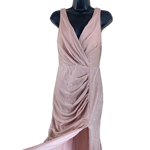 jo+el Metallic Pink High Slit Sleeveless Gown Sz M - Picture 6 of 12